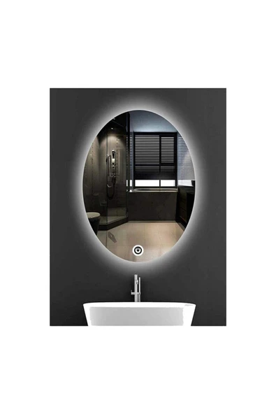 GLOBAL LED MIRROR 50x70 Cm Dokunmatik Tuşlu Elips Ledli Ayna Banyo Aynası Dekoratif Ayna Boy Ayna Salon Duvar Ayna ürün görseli 1