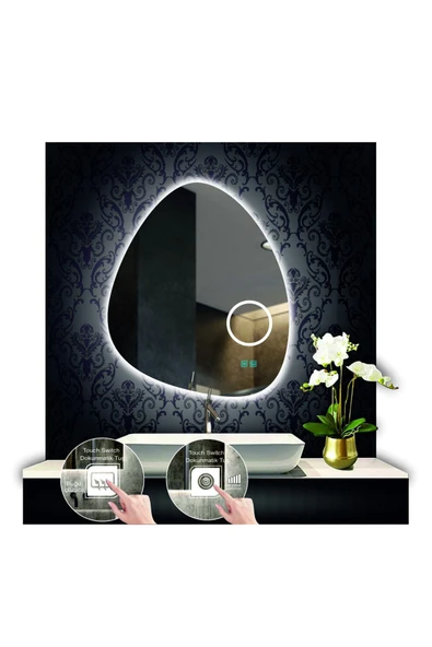 GLOBAL LED MIRROR 80 Cm Çapında Buğu Çözücülü Dokunmatik Ledli Makyaj Aynalı Asimetrik Banyo Aynası Led Işıklı ürün görseli 1