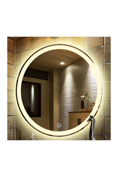 GLOBAL LED MIRROR 85 Cm Kumlamalı Dokunmatik Tuşlu Yuvarlak Ledli Ayna Duvar Salon Banyo Wc Ofis Yatak Odası Boy Ledli ürün görseli 1