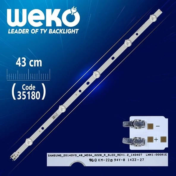 SAMSUNG_2014SVS_48_MEGA_3228_R_5LED_REV1.2 - DMGE-480SMB-R6 - 43 Cm - (WK-485) Tv Led Bar (Tvnizi açıp içindeki led barla birebir aynısı olduğunu görmeden almayınız. Sonrasında iade ALMAMAKTAYIZ.) ürün görseli 1