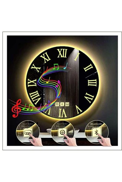 GLOBAL LED MIRROR 50 Cm Günışığı Ledli Tasarım Kumlamalı Dokunmatik Bluetoothlu Buğu Önleyicili Makyaj Banyo Aynası ürün görseli 1