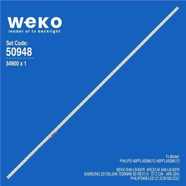 Wkset-5948 34900X1 Samsung 2013Sls46 7030Nnb 60 Rev1.0 1 Adet Led Bar (60Led) (Tvnizi açıp içindeki led barla birebir aynısı olduğunu görmeden almayınız. Sonrasında iade ALMAMAKTAYIZ.) ürün görseli 1
