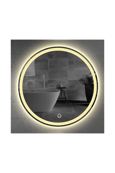 GLOBAL LED MIRROR 70 Cm Kumlamalı Dokunmatik Tuşlu Yuvarlak Ledli Ayna Duvar Salon Banyo Wc Ofis Yatak Odası Boy Ledli ürün görseli 1