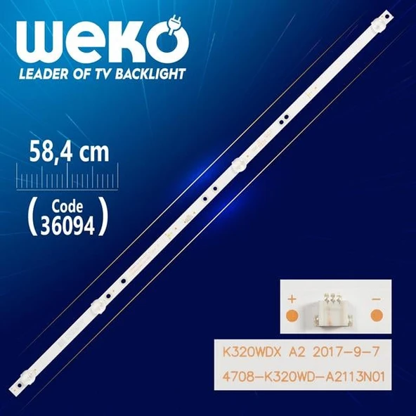 K320WDX A2 4708-K320WD-A2113N01 TYPE A  58.4 Cm Tv Led Bar (Tvnizi açıp içindeki led barla birebir aynısı olduğunu görmeden almayınız. Sonrasında iade ALMAMAKTAYIZ.) ürün görseli 1