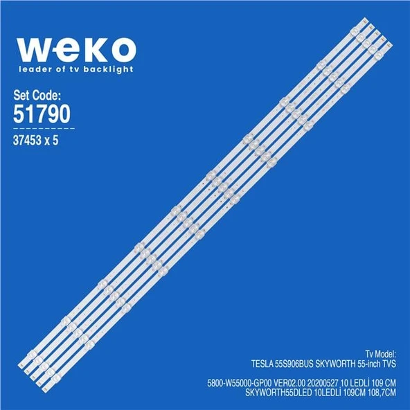 Wkset-6790 37453X5 5800-W55000-Gp00 Ver02.00 20200527 5 Adet Led Bar (Tvnizi açıp içindeki led barla birebir aynısı olduğunu görmeden almayınız. Sonrasında iade ALMAMAKTAYIZ.) ürün görseli 1