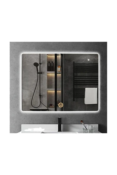 GLOBAL LED MIRROR 50x65 Cm Dokunmatik Tuşlu Ledli Ayna Banyo Aynası Dekoratif Ayna Boy Ayna Salon Duvar Ayna ürün görseli 1