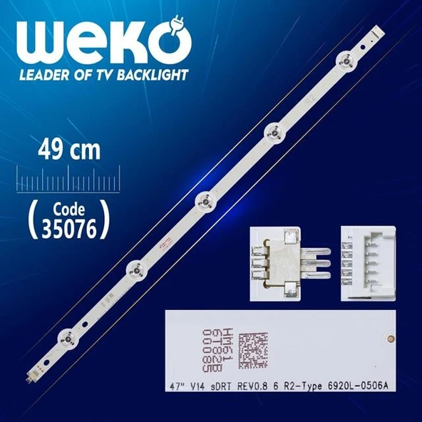 47'' V14 SDRT REV0.8 6 R2-TYPE 6920L-0506A - 49 Cm 5 Ledli - (WK-837) Tv Led Bar (Tvnizi açıp içindeki led barla birebir aynısı olduğunu görmeden almayınız. Sonrasında iade ALMAMAKTAYIZ.) ürün görseli 1