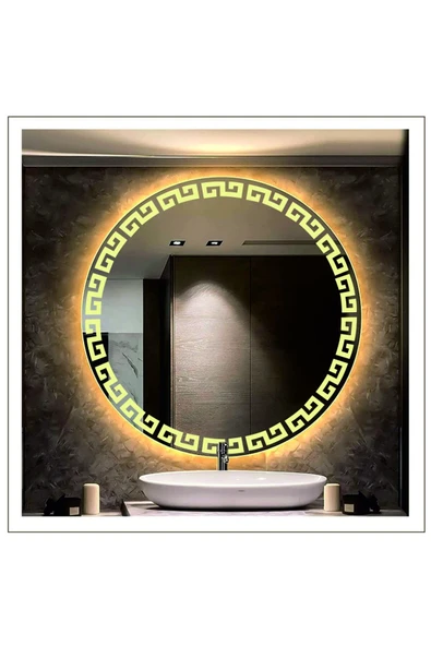 GLOBAL LED MIRROR 60 Cm Günışığı Ledli Tasarım Kumlamalı Banyo Aynası Makyaj Aynası Işıklı Ayna ürün görseli 1