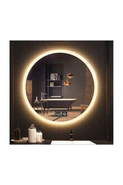 GLOBAL LED MIRROR 85 cm Dokunmatik Tuşlu Buğu Yapmayan Ledli Yuvarlak Banyo Aynası ürün görseli 1