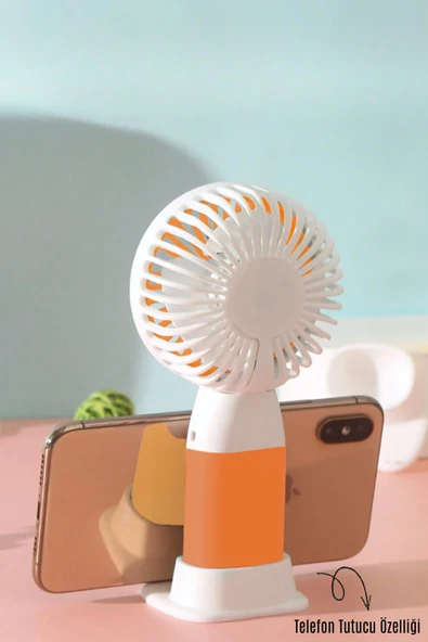 Şarjlı Standlı El Fanı Masaüstü Fan Telfon Tutucu Taşınabilir Mini Vantilatör Soğutucu ürün görseli 1
