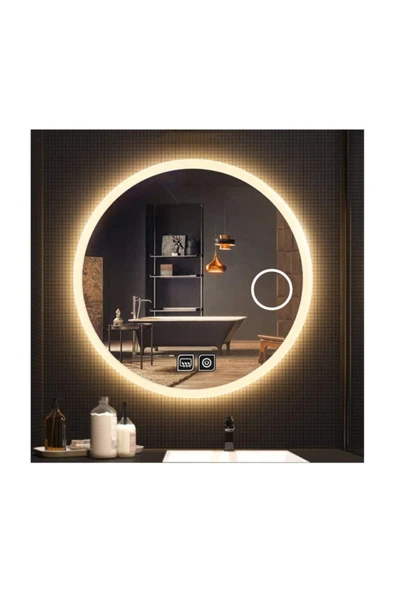 GLOBAL LED MIRROR 90 Cm Makyaj Aynalı Dokunmatik Tuşlu Buğu Yapmayan Ledli Yuvarlak Banyo Aynası ürün görseli 1
