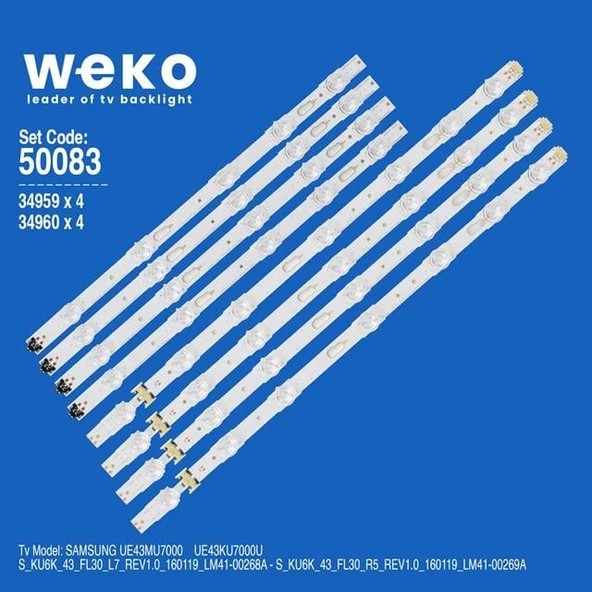 Wkset-5083 34959X4 34960X4 S_Ku6k_43_Fl30 8 Adet Led Bar (Tvnizi açıp içindeki led barla birebir aynısı olduğunu görmeden almayınız. Sonrasında iade ALMAMAKTAYIZ.) ürün görseli 1