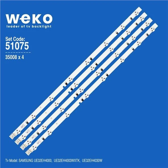 Wkset-6075 35008X4 32 Inch D1ge-320Sc0- R2-R3 - 32H-3535Led-32Ea  4 Adet Led Bar (Tvnizi açıp içindeki led barla birebir aynısı olduğunu görmeden almayınız. Sonrasında iade ALMAMAKTAYIZ.) ürün görseli 1