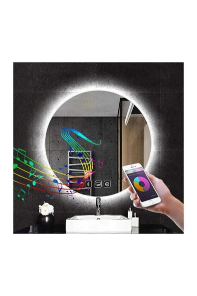 GLOBAL LED MIRROR 75 Cm Bluetoothlu Dokunmatik Tuşlu Buğu Yapmayan Ledli Yuvarlak Banyo Aynası ürün görseli 1
