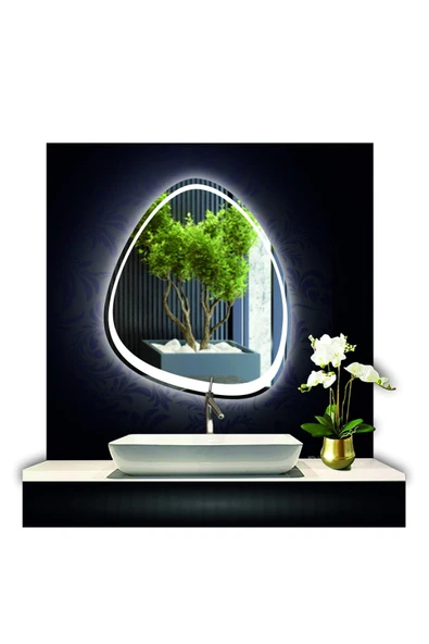 GLOBAL LED MIRROR 80 Cm Çapında Led Işıklı Kumlamalı Asimetrik Banyo Aynası Dekoratif Makyaj Aynası Ledli Dikey Ayna ürün görseli 1