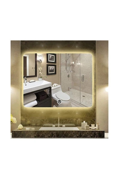 GLOBAL LED MIRROR 75x105 Cm Dokunmatik Tuşlu Ledli Ayna Banyo Aynası Dekoratif Ayna Boy Ayna Salon Duvar Ayna ürün görseli 1
