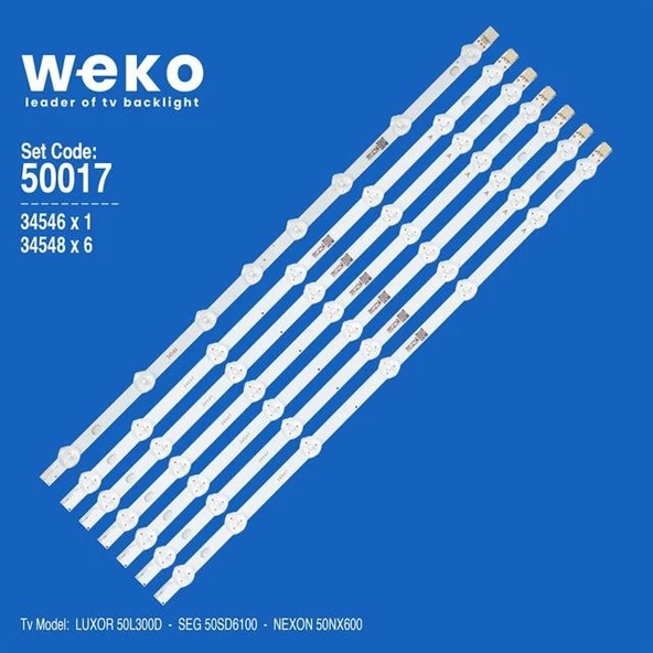 Wkset-5017 34546X1 34548X6 50Dled 7 Adet Led Bar (Tvnizi açıp içindeki led barla birebir aynısı olduğunu görmeden almayınız. Sonrasında iade ALMAMAKTAYIZ.) ürün görseli 1