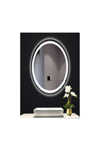 GLOBAL LED MIRROR 40x60 Cm Kumlamalı Elips Ledli Ayna Banyo Aynası Dekoratif Ayna Boy Ayna Salon Duvar Ayna ürün görseli 1