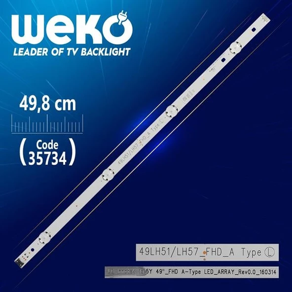 Lg Innotek 15.5Y 49_Fhd A-Type Led_Array_Rev0.0_160314 - 49.8 Cm 4 Ledli - (Wk-1204) ürün görseli 1