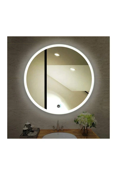 GLOBAL LED MIRROR 85 Cm Kumlamalı Dokunmatik Tuşlu Yuvarlak Ledli Ayna Duvar Salon Banyo Wc Ofis Yatak Odası Boy Ledli ürün görseli 1