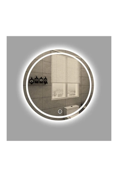 GLOBAL LED MIRROR 90 Cm Kumlamalı Dokunmatik Tuşlu Yuvarlak Ledli Ayna Duvar Salon Banyo Wc Ofis Yatak Odası Boy Ledli ürün görseli 1