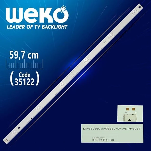 LB-C550F14-E4-S-G1-LD2 - LB55036 V1 - 55D3000/D2000 - KHP200591A - 59.7 Cm 6 Ledli - WK-231 Led Tv Bar ürün görseli 1