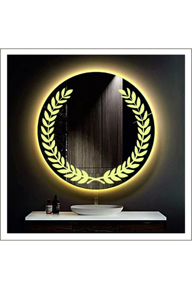 GLOBAL LED MIRROR 70 Cm Günışığı Ledli Tasarım Kumlamalı Banyo Aynası Makyaj Aynası Işıklı Ayna ürün görseli 1