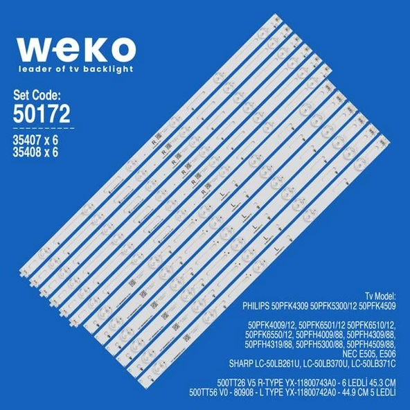 Wkset-5172 35407X6 35408X6 12 Adet Led Bar (Tvnizi açıp içindeki led barla birebir aynısı olduğunu görmeden almayınız. Sonrasında iade ALMAMAKTAYIZ.) ürün görseli 1