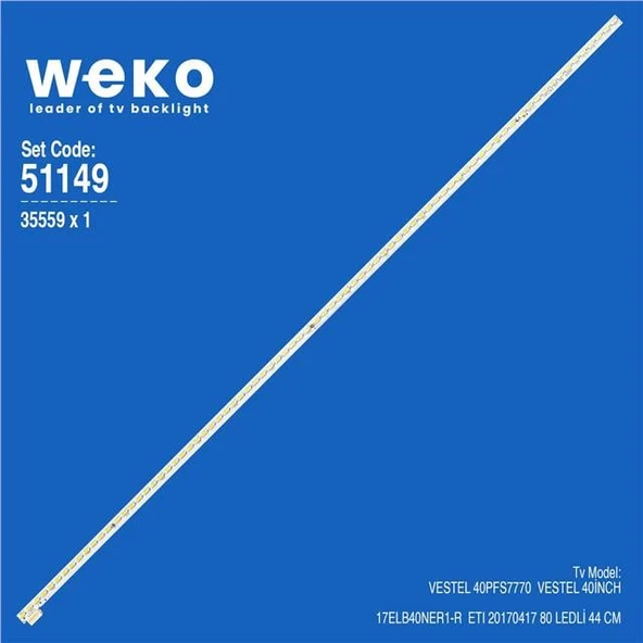 Wkset-6149 35559X1 17Elb40ner1-R  Etı 20170417  1 Adet Led Bar (80Led) (Tvnizi açıp içindeki led barla birebir aynısı olduğunu görmeden almayınız. Sonrasında iade ALMAMAKTAYIZ.) ürün görseli 1