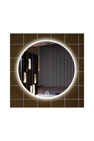 GLOBAL LED MIRROR 45 Cm Dokunmatik Tuşlu Yuvarlak Ledli Ayna Banyo Aynası Dekoratif Ayna Boy Ayna Salon Duvar Ayna ürün görseli 1