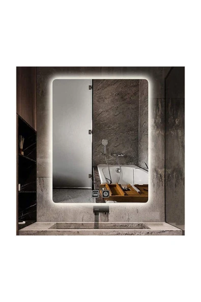 GLOBAL LED MIRROR 60 X 70 cm Dokunmatik Tuşlu Buğu Çözücü Ledli Banyo Aynası Dekoratif Ayna ürün görseli 1