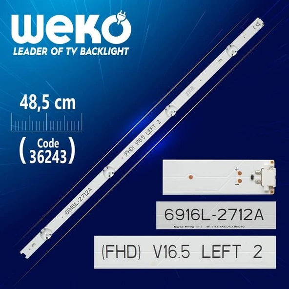 49'' V16.5 ART3 2712 REV0.02  6916L-2712 - ( 4 LEDLİ ) - 48.5 CM - Tv Led Bar (Tvnizi açıp içindeki led barla birebir aynısı olduğunu görmeden almayınız. Sonrasında iade ALMAMAKTAYIZ.) ürün görseli 1