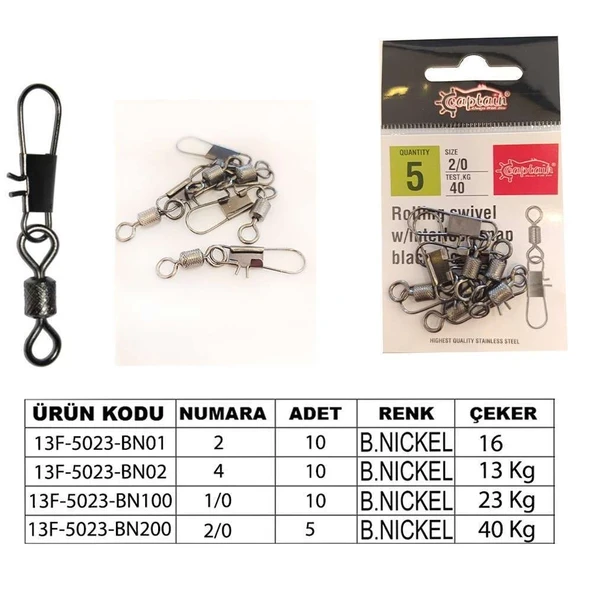 5023 Kilitli Klips İnox 10lu Paket Black Nikel
