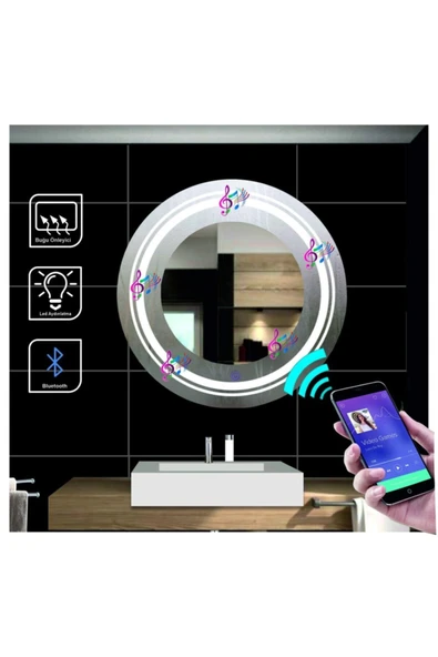 GLOBAL LED MIRROR 70 Cm Bluetoothlu Dokunmatik Tuşlu Buğulanmayan Ledli Yuvarlak Ayna Banyo Aynası ürün görseli 1