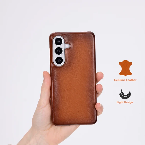 Galaxy S26 için, Hakiki Deri, El Yapımı Kılıf, İç Yüzeyi Kadife, Gölgeli Taba ürün görseli 1