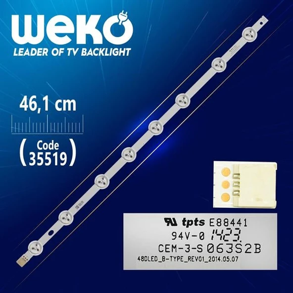 48DLED_B-TYPE_REV01 - 46.1 Cm 8 Ledli - (WK-101) Tv Led Bar (Tvnizi açıp içindeki led barla birebir aynısı olduğunu görmeden almayınız. Sonrasında iade ALMAMAKTAYIZ.) ürün görseli 1
