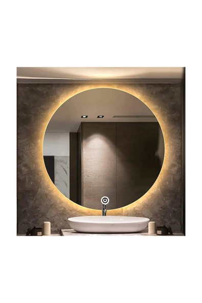 GLOBAL LED MIRROR 75 Cm Dokunmatik Tuşlu Yuvarlak Ledli Ayna Banyo Aynası Dekoratif Ayna Boy Ayna Salon Duvar Ayna ürün görseli 1