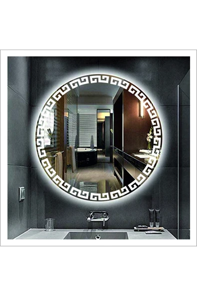 GLOBAL LED MIRROR 80 Cm Günışığı Ledli Tasarım Kumlamalı Banyo Aynası Makyaj Aynası Işıklı Ayna ürün görseli 1