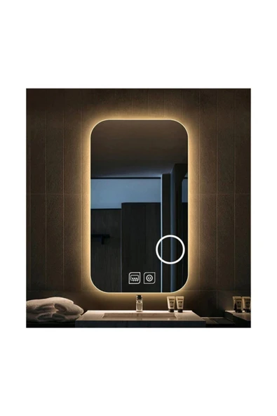 GLOBAL LED MIRROR 60x70 Cm Makyaj Aynalı Dokunmatik Tuşlu Buğu Yapmayan Ledli Banyo Aynası ürün görseli 1