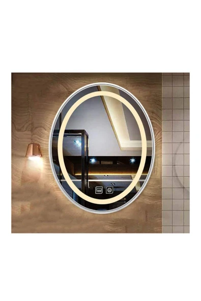 GLOBAL LED MIRROR 73x93 Cm Dokunmatik Tuşlu Buğu Yapmayan Ledli Elips Banyo Aynası ürün görseli 1