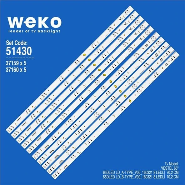 Wkset-6430 37159X5 37160X5 65Dled Ld_B-Type_V00_160321 10 Adet Led Bar (Tvnizi açıp içindeki led barla birebir aynısı olduğunu görmeden almayınız. Sonrasında iade ALMAMAKTAYIZ.) ürün görseli 1