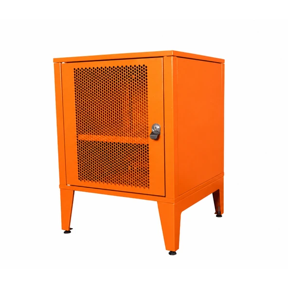 Alfafonet Ziglat Serisi Kilitli Metal Home Office Dolabı %70 Perfore Kapaklı Turuncu 450x600x450 mm ürün görseli 1