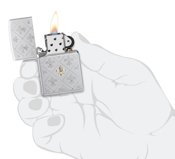 Zippo Fleur-De-Lys Pattern Dizayn Çakmak - Resim 4