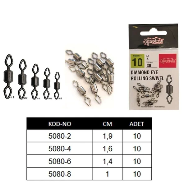 Captain 5080 Elmas Gözlü Fırdöndü 10lu Paket Black Nikel ürün görseli 1