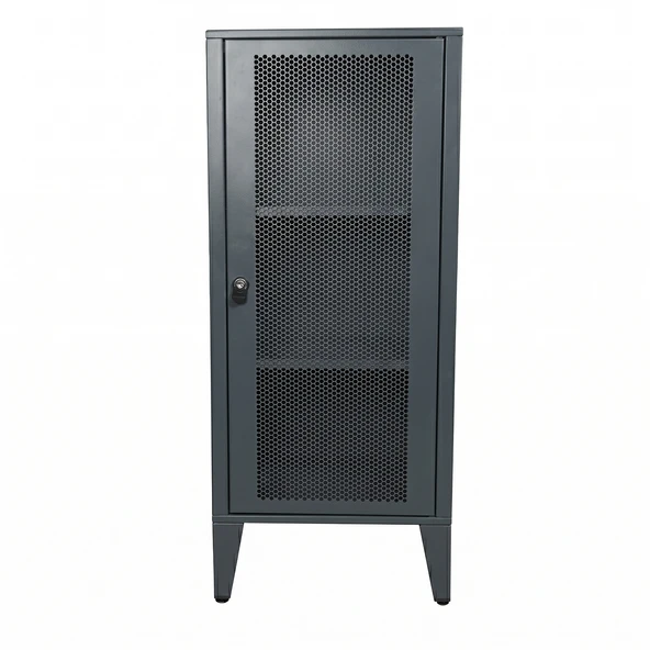 Alfafonet Ziglat Serisi Kilitli Metal Home Office Dolabı %70 Perfore Kapaklı Antrasit Gri 450x1050x450 mm ürün görseli 1