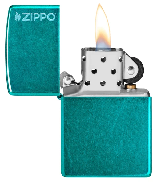 Zippo Candy Teal Matte Logo Dizayn Çakmak - Resim 3