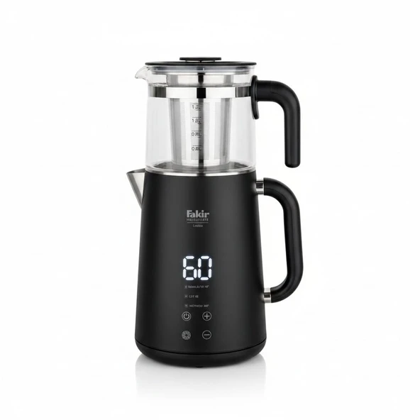 Fakir Demia 1500 W Dijital Cam Demlikli Çay Makinesi Siyah ürün görseli 1