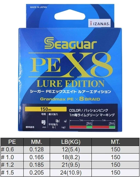 Seaguar Lure Edition PE 8 Örgü Spin İp Misina 150mt Multi Color ürün görseli 1