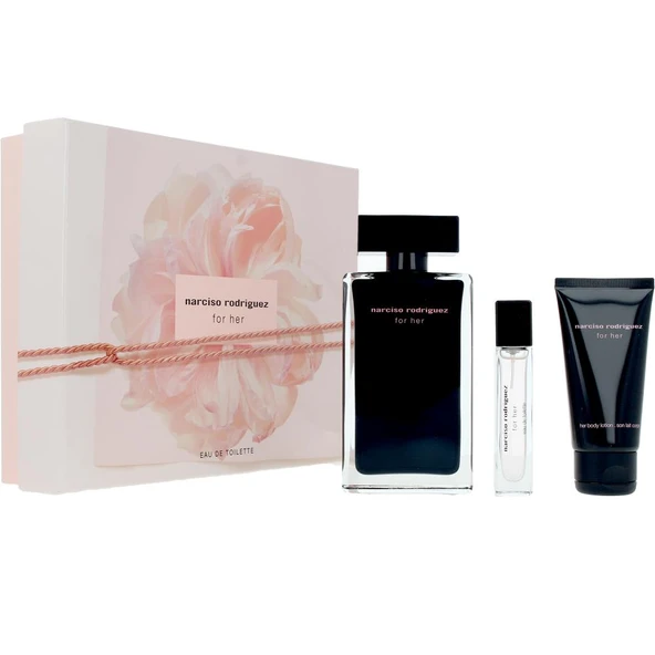 Narciso Rodriguez For Her EDT 100 ml + EDT 10 ml+ 50 ml Body Lotion Kadın Parfüm Seti ürün görseli 1