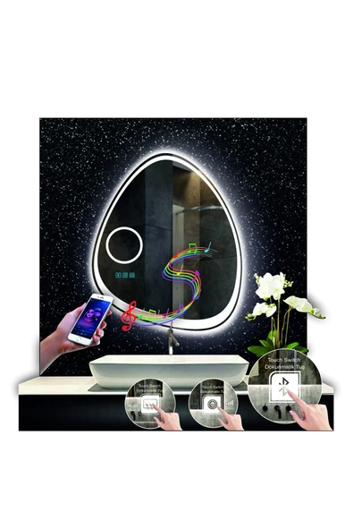 GLOBAL LED MIRROR 70 cm Çapında Bluetoothlu Buğu Çözücülü Dokunmatik Ledli Makyaj Aynalı Asimetrik Banyo Aynası ürün görseli 1